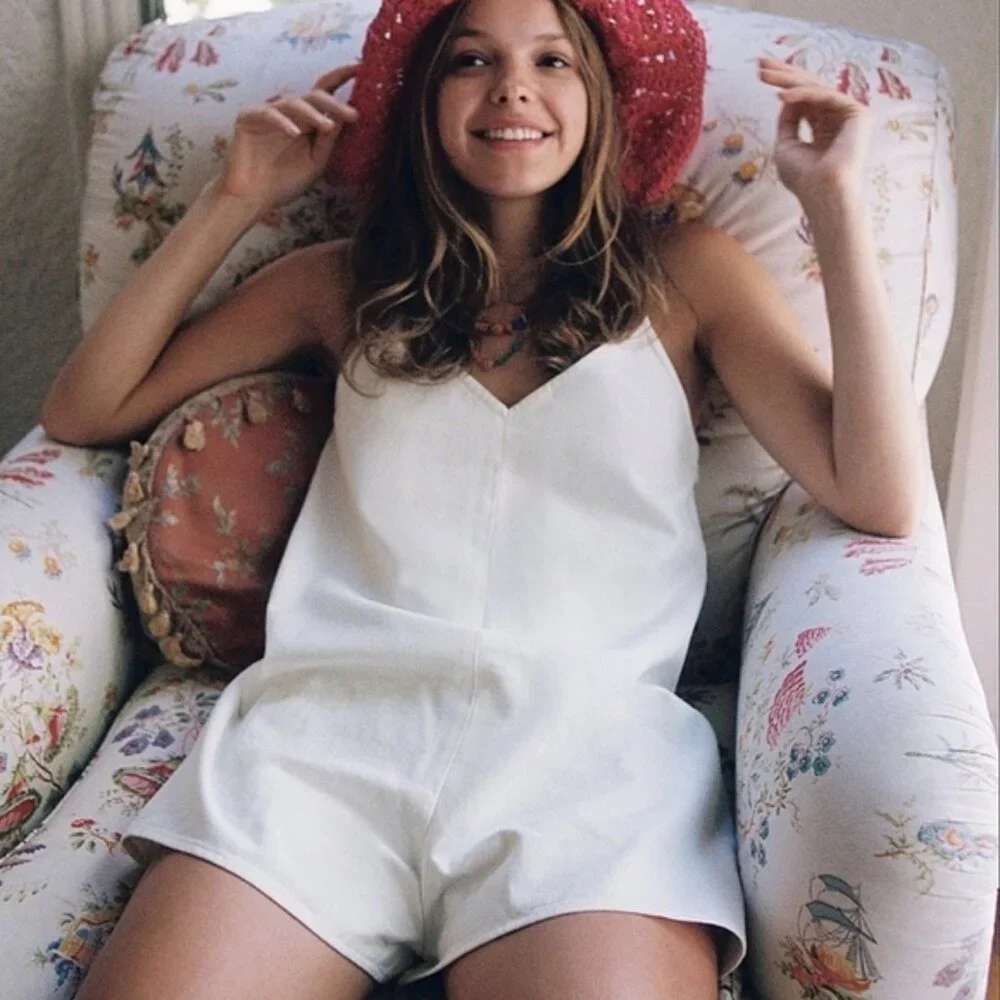 Denim Jean Berit Summer Romper/Playsuit/Overalls Shorts - Picture 9 of 15